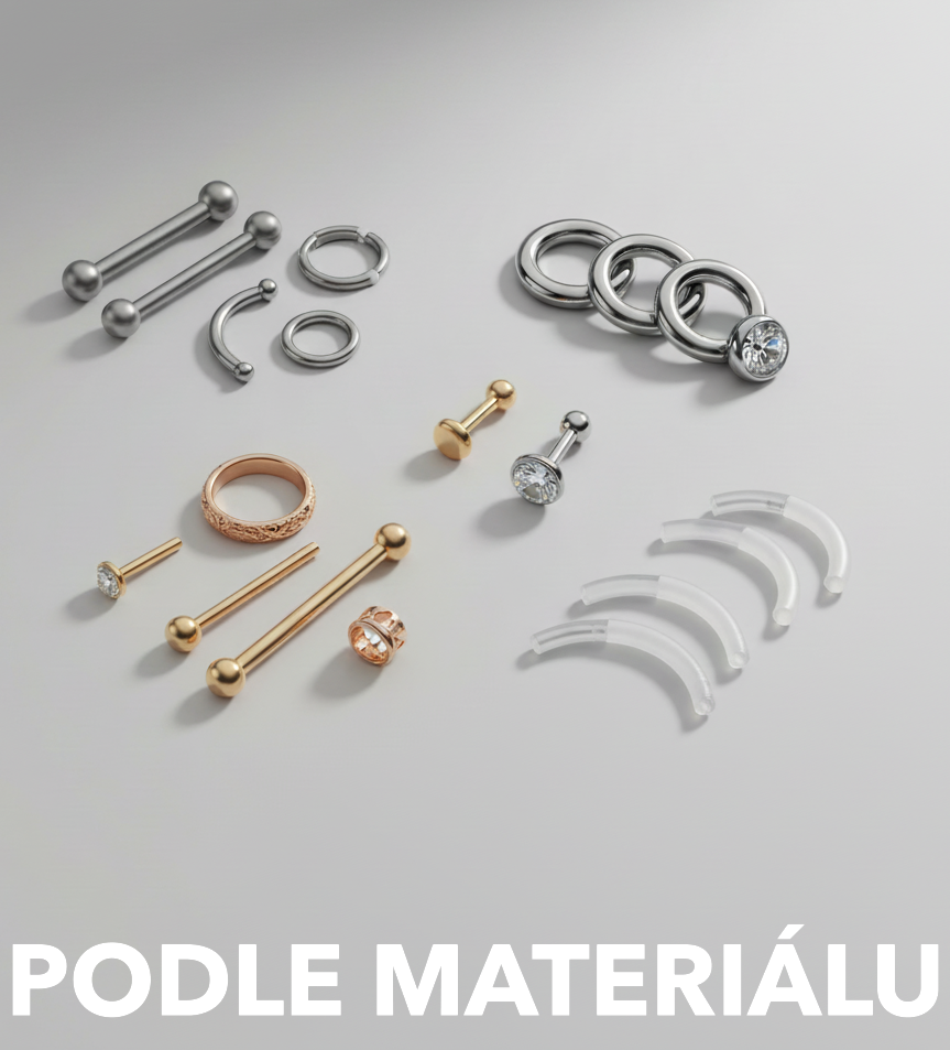 Piercing podle materiálu