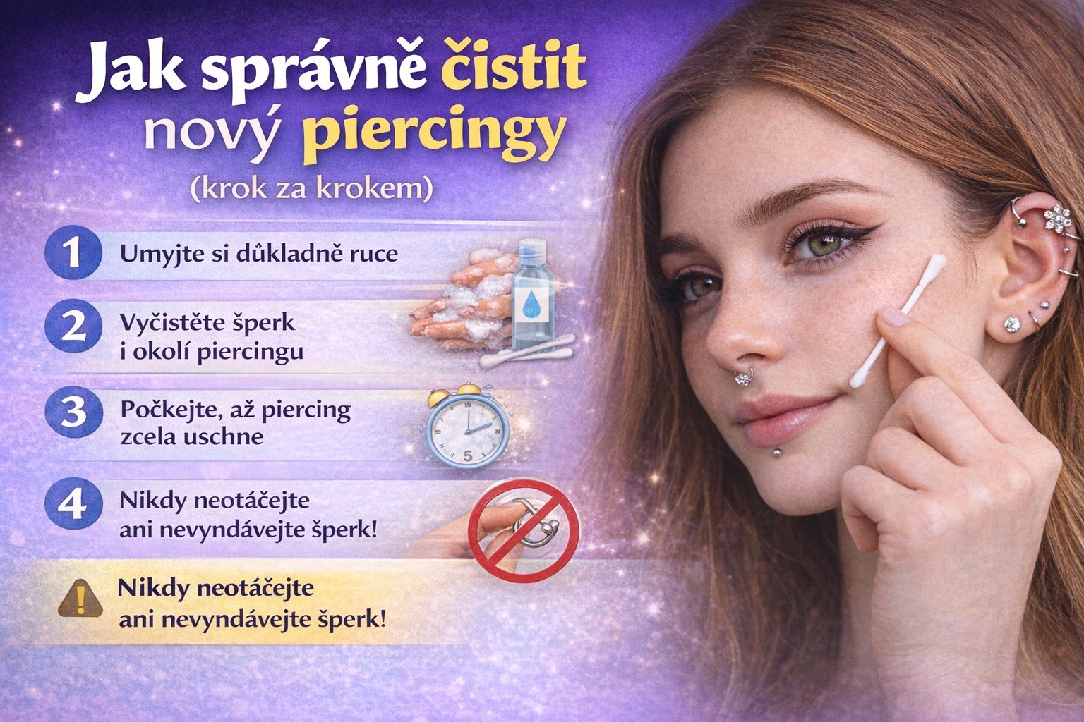 Péče o piercing a hojení
