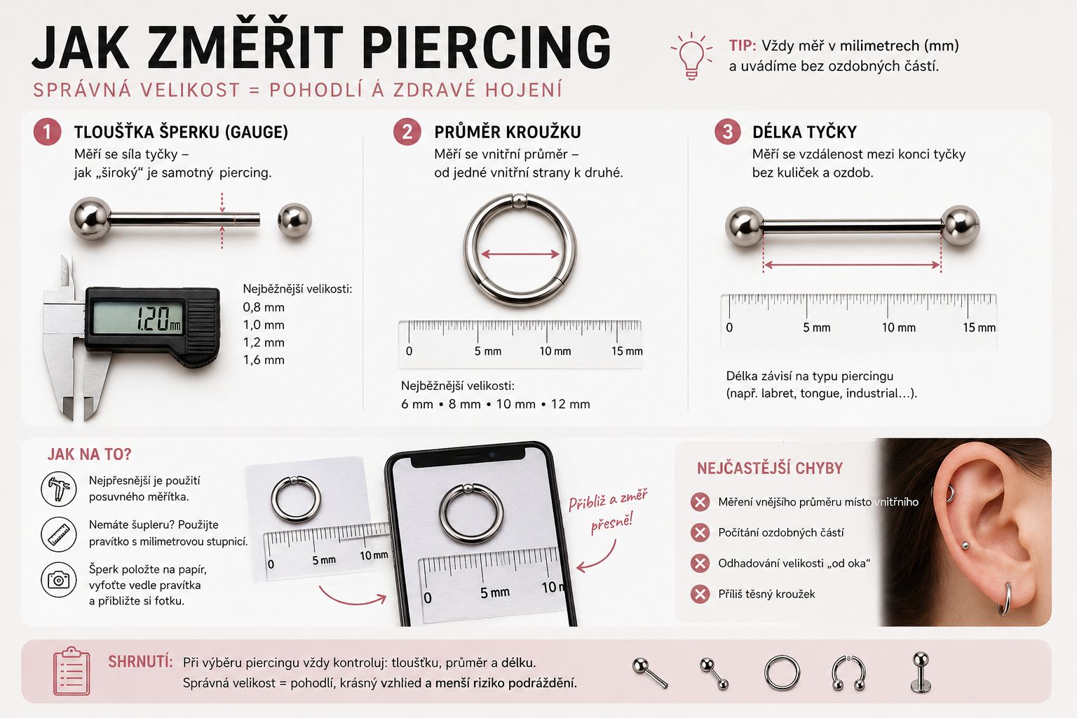 Jak změřit piercing správně