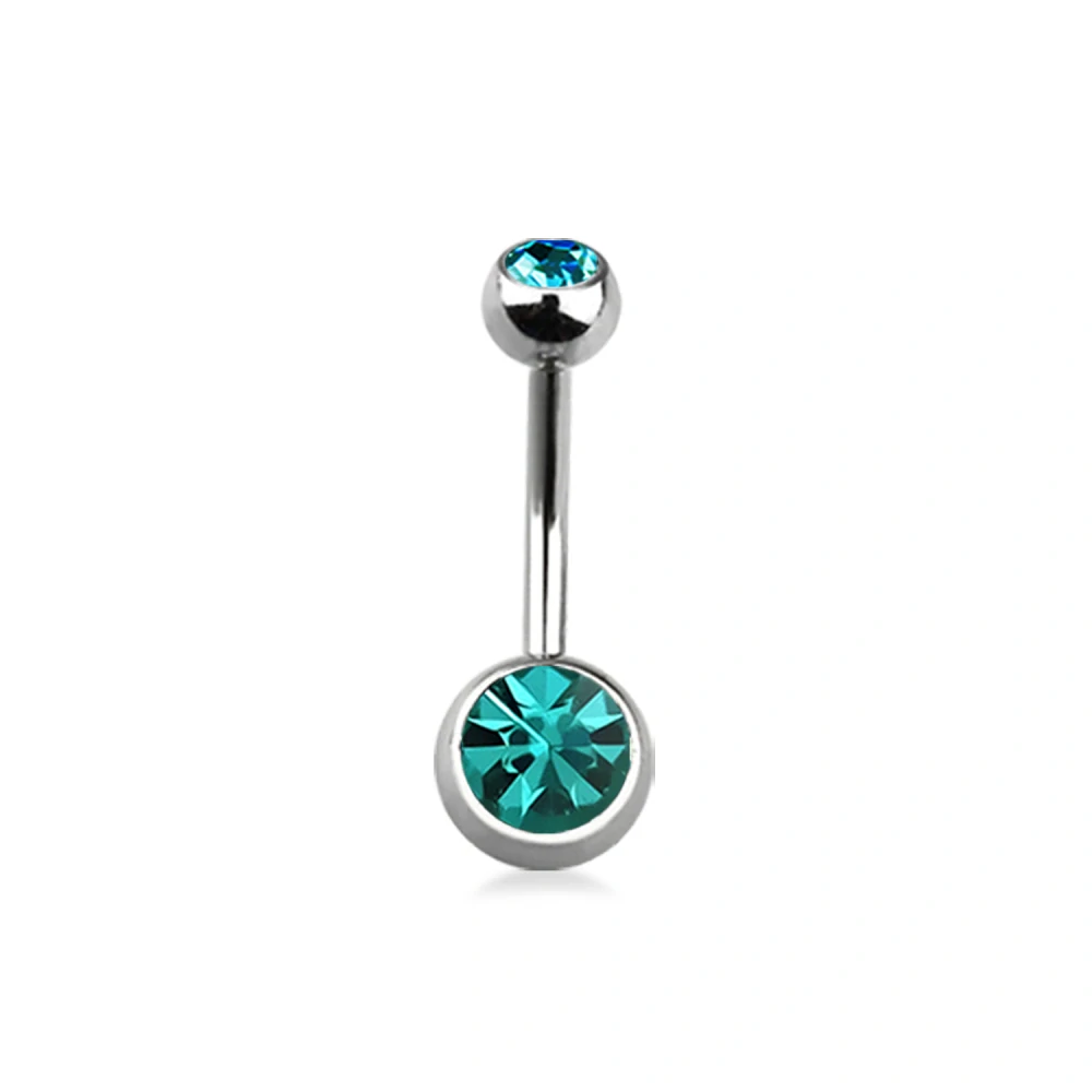 Piercing do pupíku – stříbrná činka s tyrkysovými krystaly