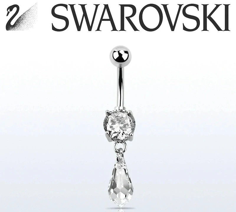 Banán do pupíku s krystalem Swarovski 8 mm