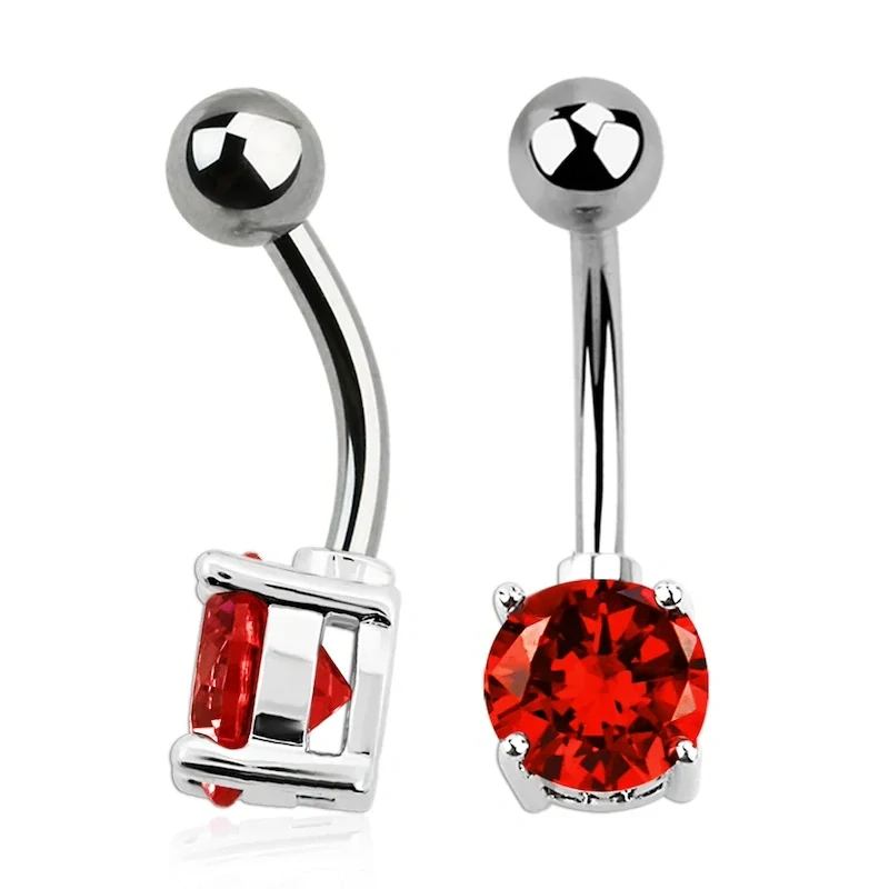 Piercing do pupíku s granátovým krystalem 1,6 × 10 mm