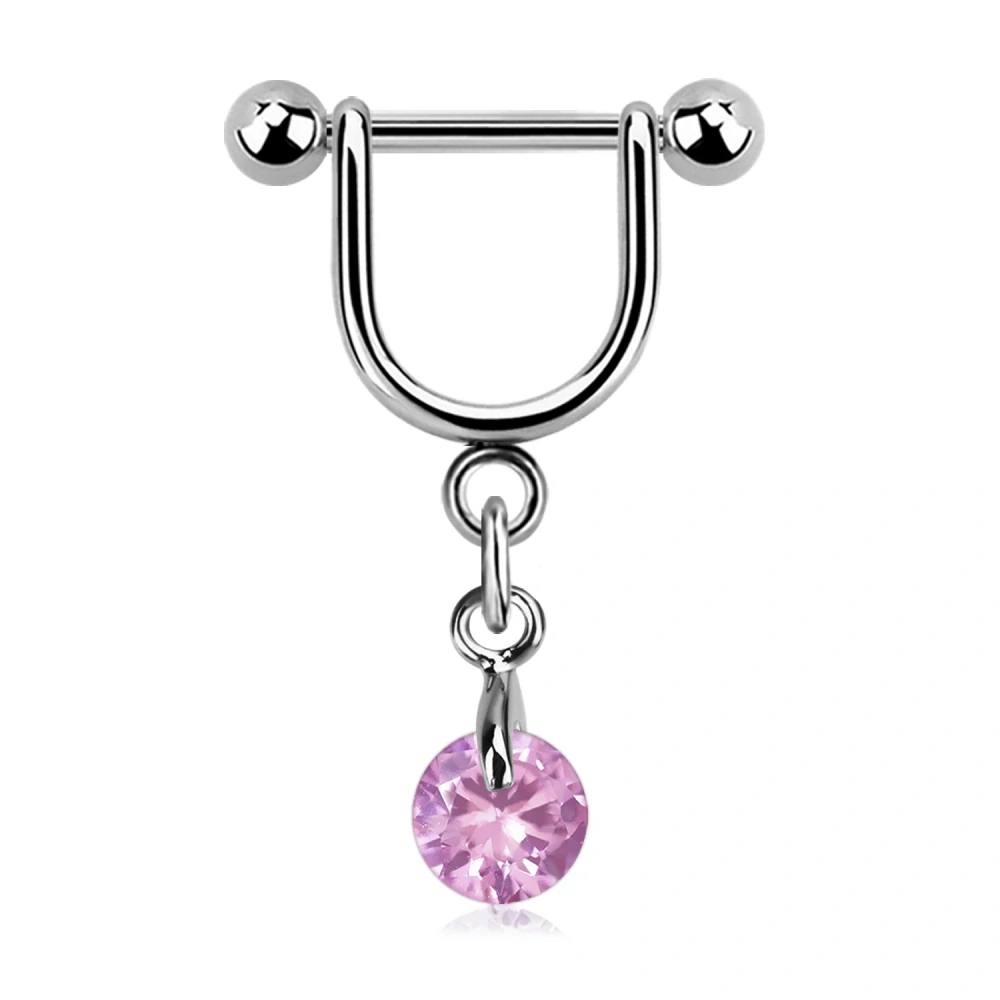 Piercing do ucha s kamínkem na řetízku