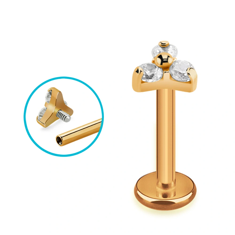 Titanový labret G23 různých barev s třemi krystaly UTLBIN13S InfinityPierce