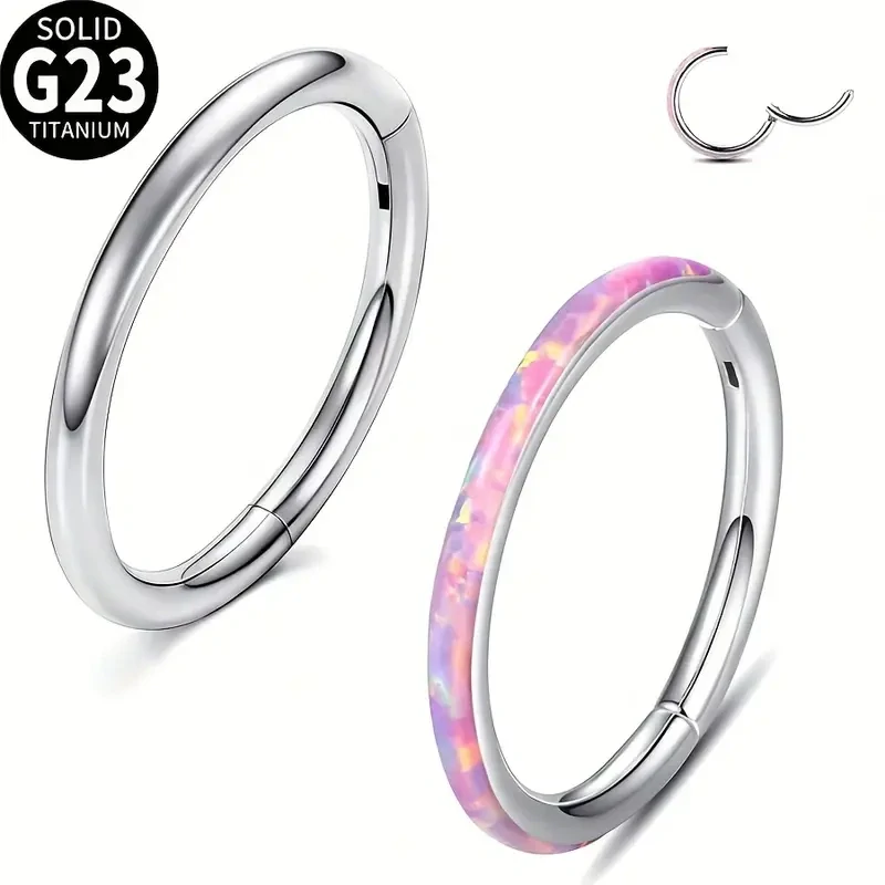 Set 2 ks titanových kroužků – leštěná ocel + opálové kamínky, G23 - SENLASPKR02 InfinityPierce