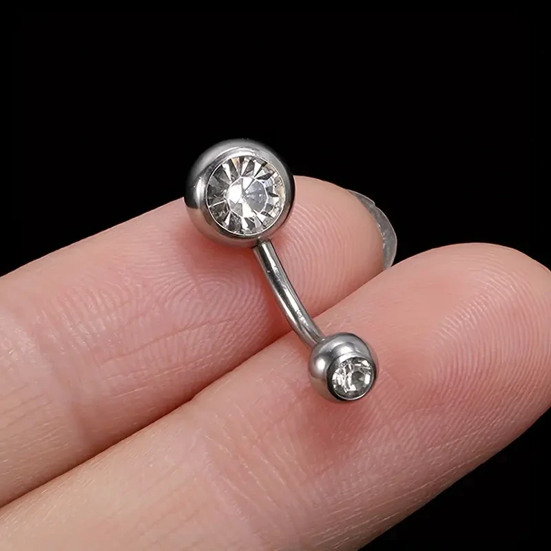 Titanový piercing do pupíku s krystaly zirkonu – G23