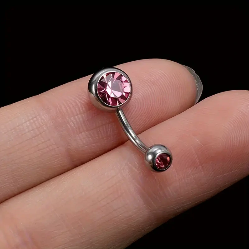 Titanový piercing do pupíku s krystaly zirkonu – G23