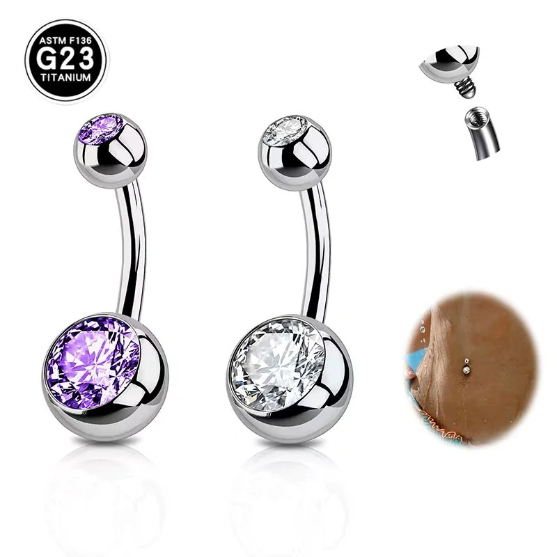 Piercing do pupíku titan fialový 8 mm