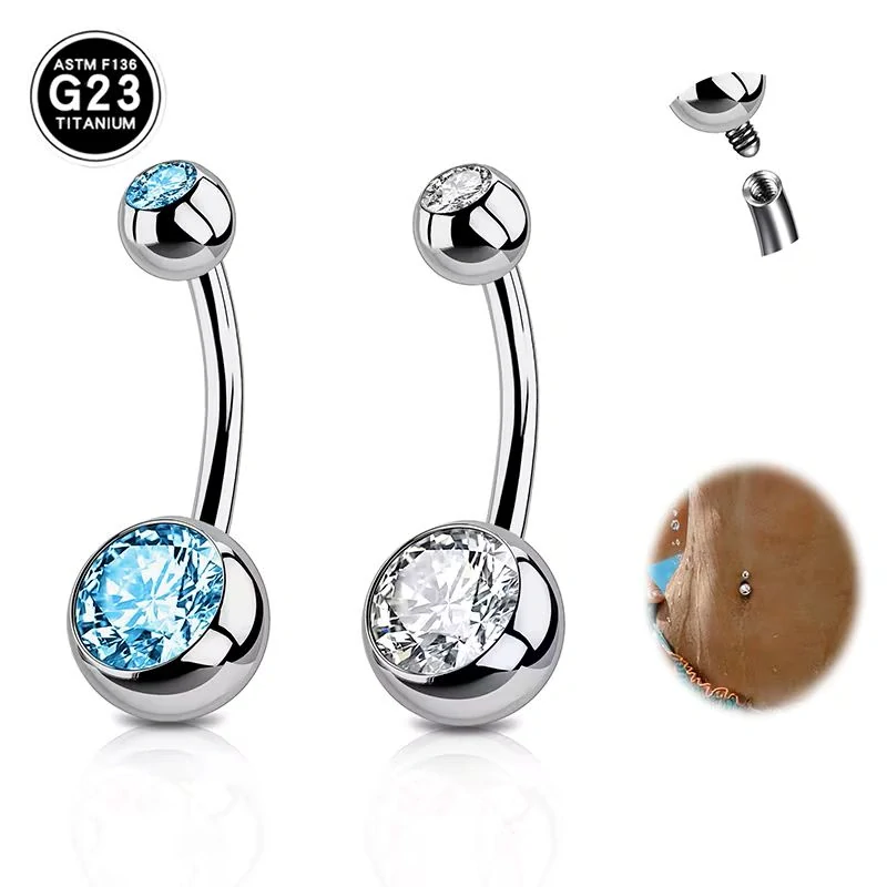 Titanový piercing do pupíku modrý 10 mm