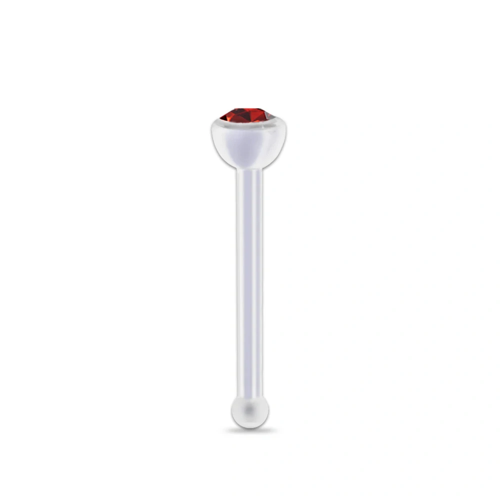 Piercing do nosu s krystalem Swarovski červená světlá