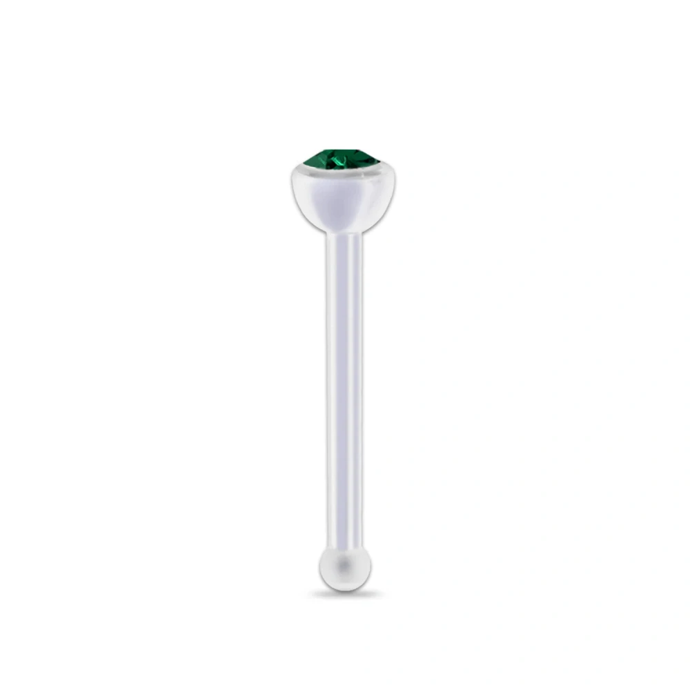 Piercing do nosu s krystalem Swarovski zelená tmavá