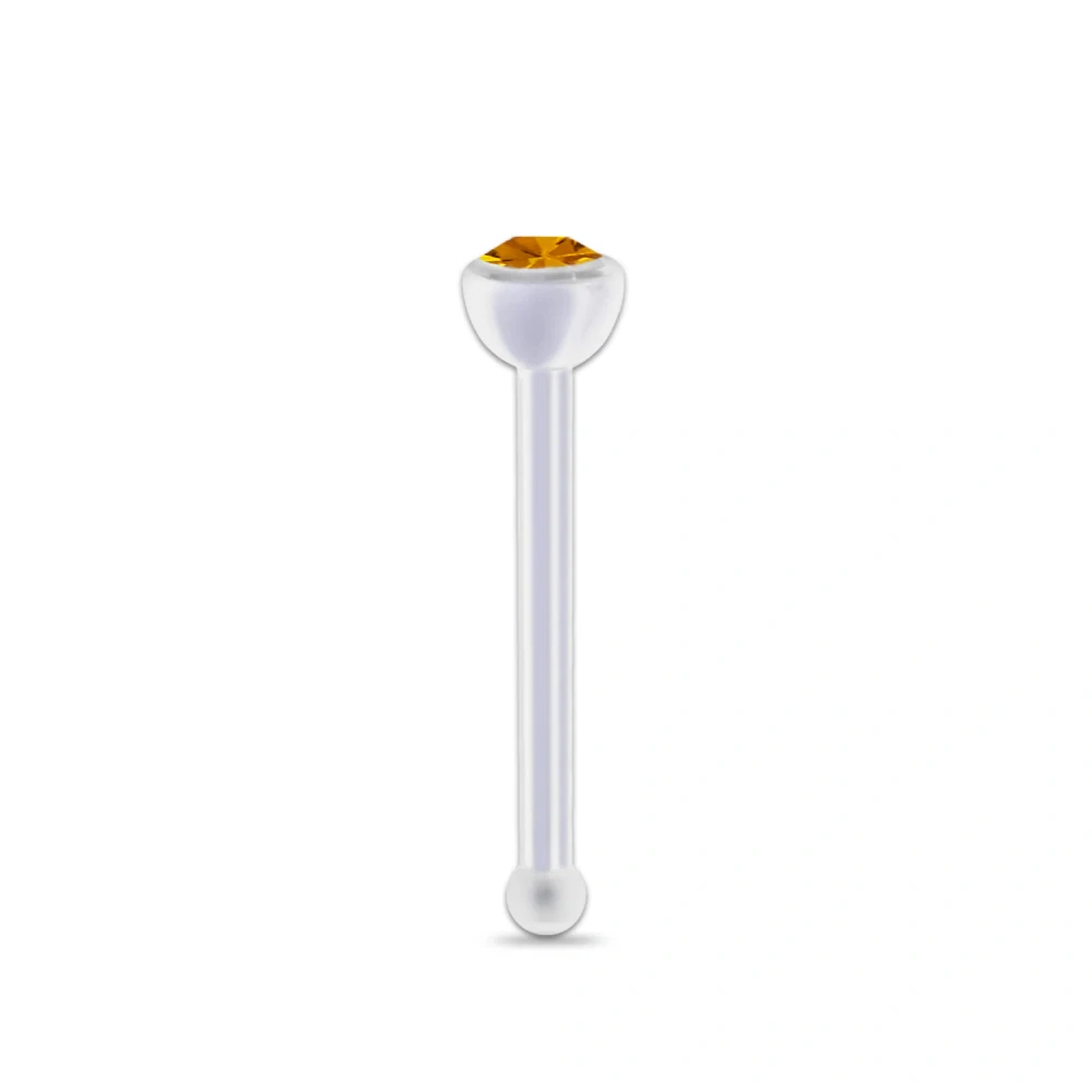 Piercing do nosu s krystalem Swarovski žlutá tmavá