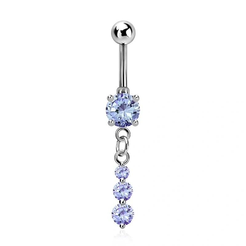 Piercing do pupíku s kamínky a řetízkem MCDZ418 InfinityPierce