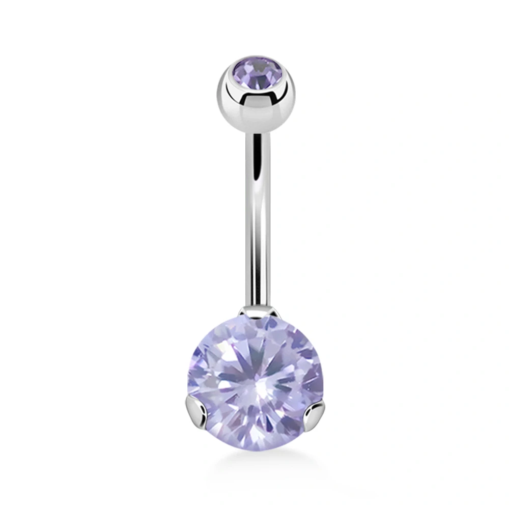 Piercing do pupku s levandulovými krystaly 10 mm