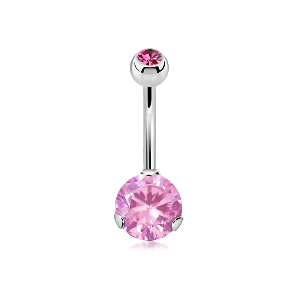 Piercing do pupku s růžovými kamínky 10 mm