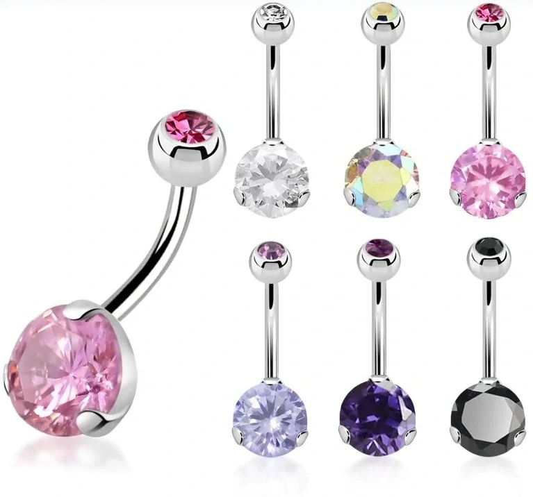 Piercing do pupíku s kamínkem v různých barvách BNRDZ8JB InfinityPierce