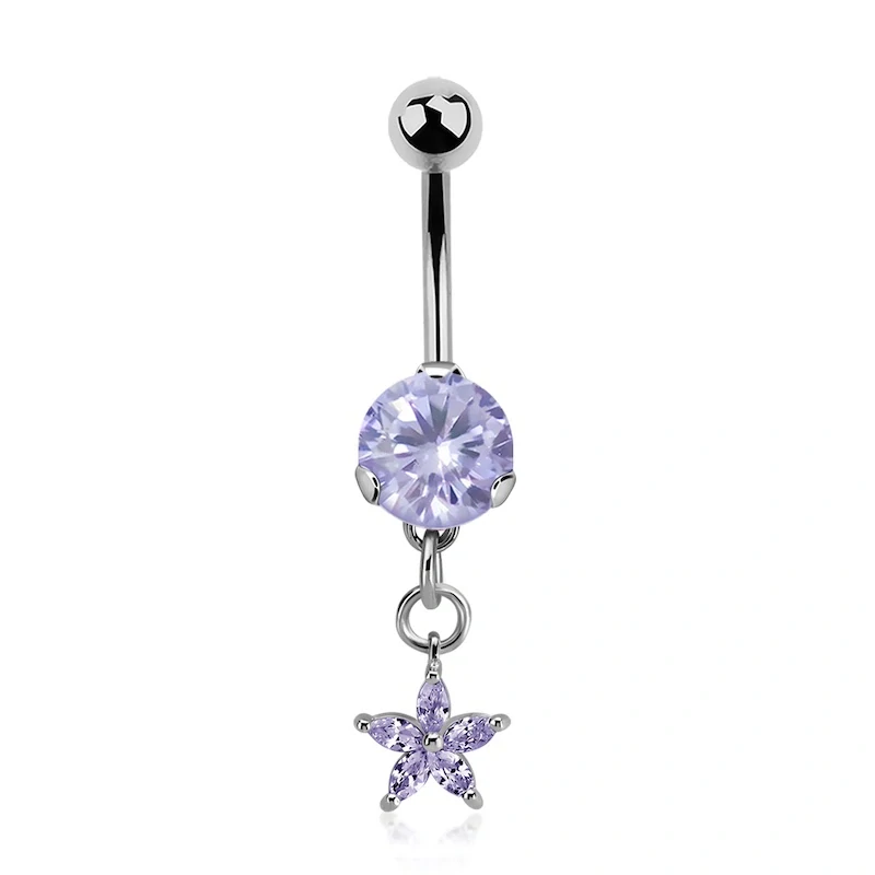 Piercing do pupíku s hvězdičkou na řetízku