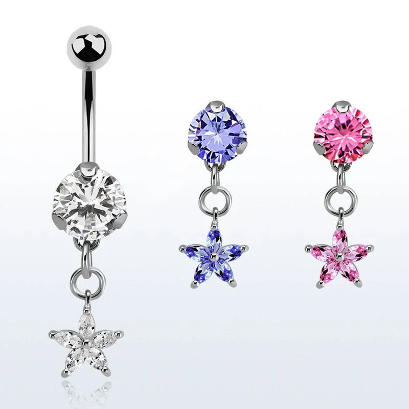 Piercing do pupíku s hvězdičkou na řetízku BNRZ413 InfinityPierce