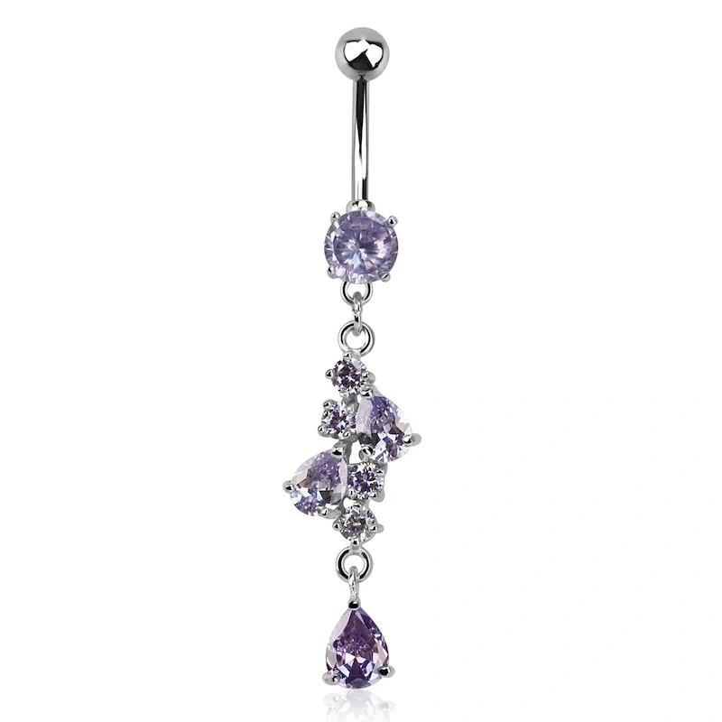 Luxusní piercing do pupíku s kamínky v různých barvách