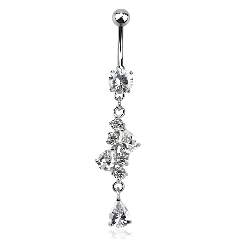 Luxusní piercing do pupíku s kamínky v různých barvách