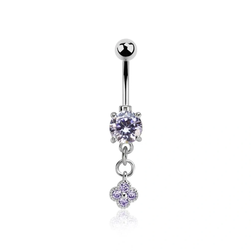 Piercing do pupíku s levandulovým krystalem 12 mm
