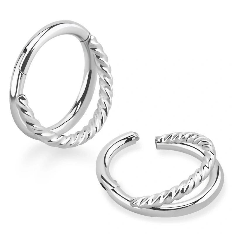 Stříbrný dvojitý zkroucený kroužek různých délek SGSH12 InfinityPierce