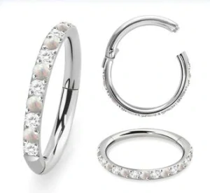 Ocelový kroužek prokládaný krystaly a opály SGSH10ZO InfinityPierce