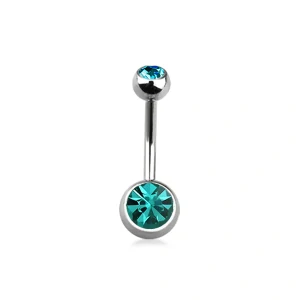 Piercing do pupíku – stříbrná činka s tyrkysovými krystaly
