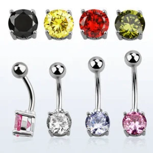 Piercing do pupíku s kamínkem na straně jedné a kuličkou na straně druhé BNRDZ InfinityPierce