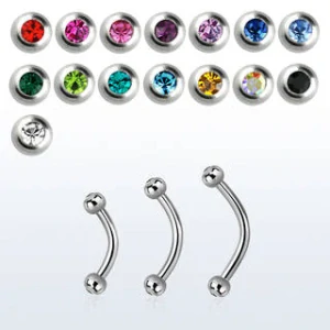Banánek s kamínkem (curved barbell) po obou stranách v různých barvách krystalu BNEJB25 InfinityPierce