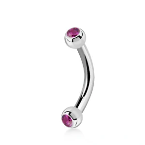 Banánek do piercingu s kamínky po obou stranách – tmavě růžová