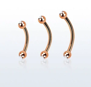 Banán s kamínkem po obou stranách v barvě rose gold BNETT2C InfinityPierce