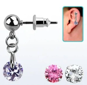 Náušnice osázená kuličkou a kulatým krystalem ERBZ372 InfinityPierce