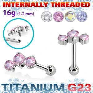 Titanový piercing G23 se závitem uvnitř – luxusní šperk s kamínky UHEIN19 InfinityPierce