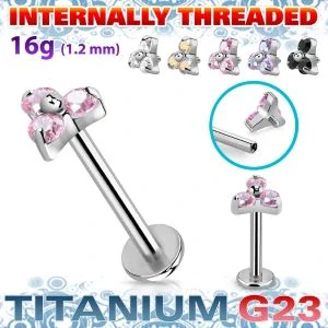 Titanový labret G23 s třemi krystaly ULBIN13 InfinityPierce