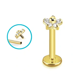 Titanový labret G23 – květinka zlatá 8 mm