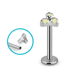 Titanový labret se třemi krystaly – elegantní a hypoalergenní