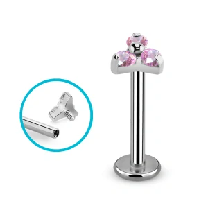 Titanový labret se třemi krystaly – elegantní a hypoalergenní