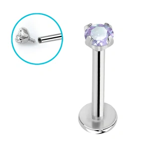 Labret z titanu G23 s velkým zirkonem – lesklá ocelová barva, různé délky ULBIN12 InfinityPierce