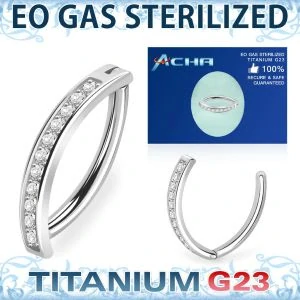 Banánek z titanu G23 – leštěná ocel s krystaly, sterilizovaný EO plynem ZUMCDZ771 InfinityPierce