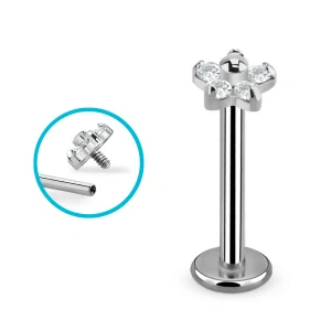 Titanová labretka s čirou hvězdičkou – leštěná ocel