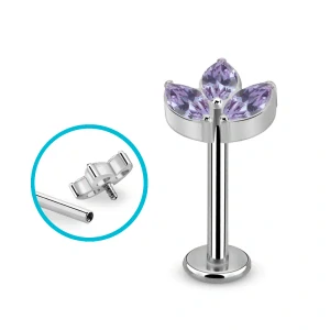 Titanová labretka s krystaly ve tvaru listů – interní závit 16G - ULBIN30 InfinityPierce
