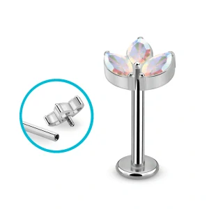 Titanová labretka s krystaly ve tvaru listů – interní závit 16G - ULBIN30 InfinityPierce