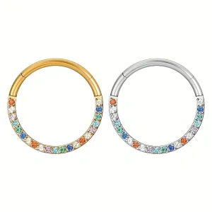 Titanový kroužek s výklopným otevíráním zdobený kamínky SENLANSPKR01 InfinityPierce