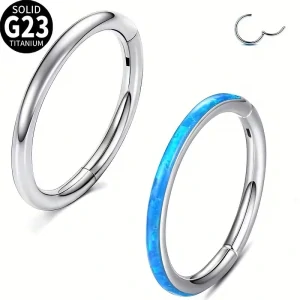 Set 2 ks titanových kroužků – leštěná ocel + opálové kamínky, G23 - SENLASPKR02 InfinityPierce