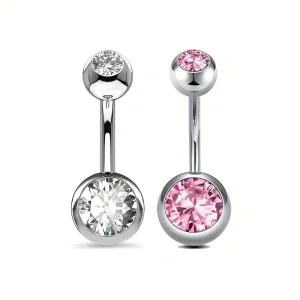 Titanový piercing do pupíku s krystaly zirkonu – G23 - TKJEWELRYBA10 InfinityPierce