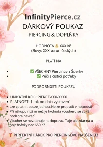 Dárkový voucher na nákup piercing - VOUCHER InfinityPierce