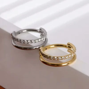 Dvojitý titanový kroužek s čirými krystaly SAWKR01 InfinityPierce