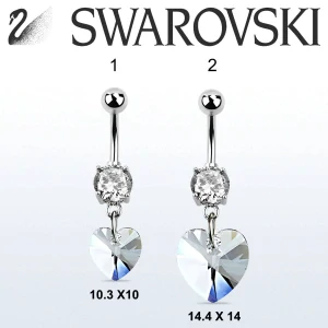 Swarovski piercing srdce malé