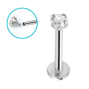 Labret s čirým zirkonem délky 8 mm